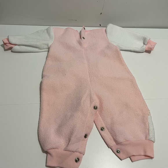 Vintage 80s 90s Childwise Brand Pink One Piece Baby Outfit 3-6 Months Floral - Picture 2 of 5